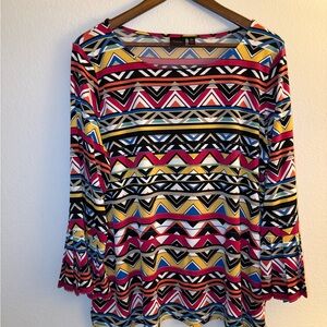 Rafaella Multicolor Geometric Long Sleeve Top